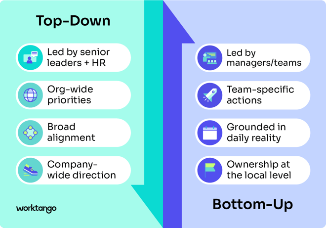An infographic comparing "Top-Down" and "Bottom-Up" approaches.