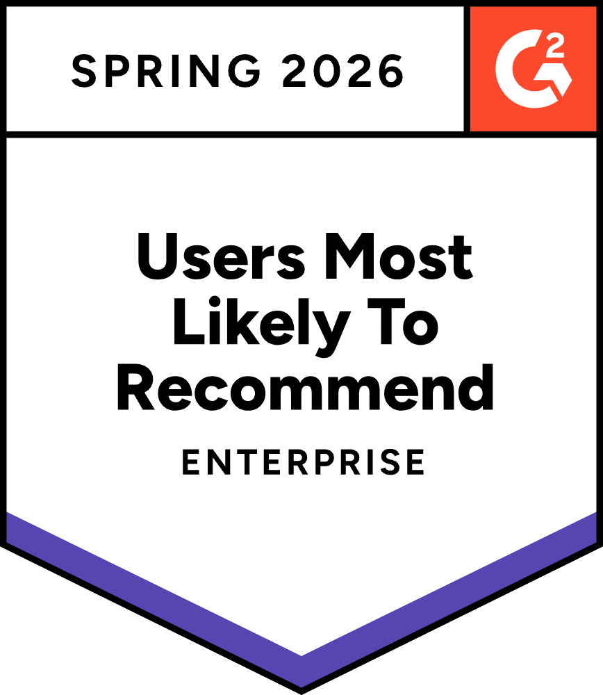 G2 Spring 2026 Users Most Likely to Recommend badge for WorkTango, Enterprise