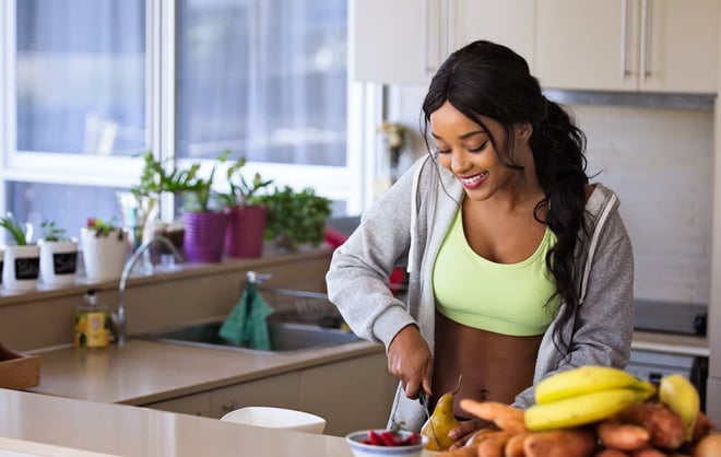 Data to improve Wellness- women with fruit