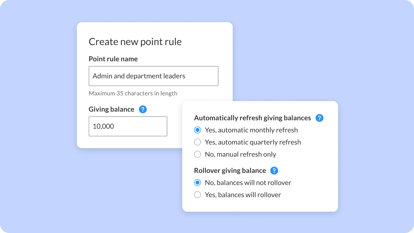 Easily adjust point redemption and giving balances.