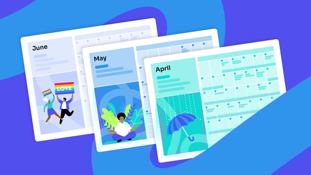 June, May, and April calendar icons.