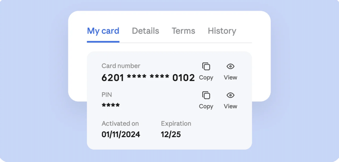 WorkTango Wallet showing a Reward card with number, PIN, activation date, and expiration details