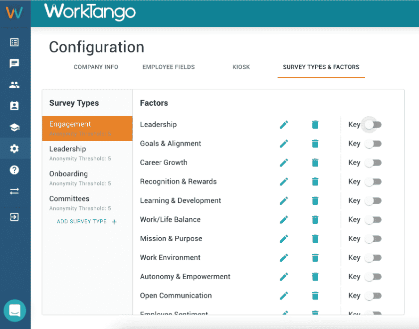 employee survey results - Configuration