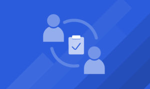 Image for Agenda-Based 1-on-1 Framework -- two person icons on a blue background